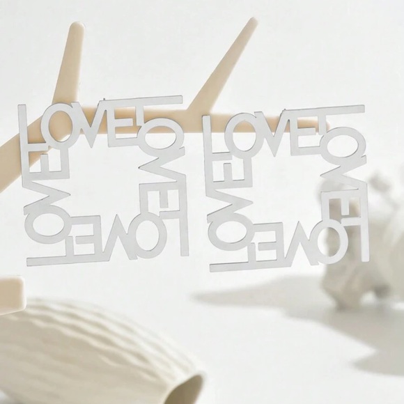 Black LOVE Statement Earrings - Picture 3 of 4